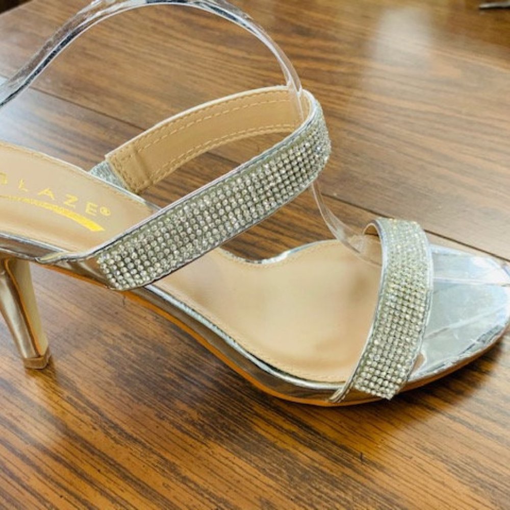 Rhinestone Banded Heels with Silver Heels NEW
